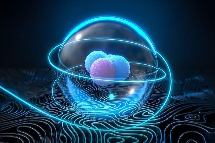 Mô phỏng hạt nhân nguyên tử heli.