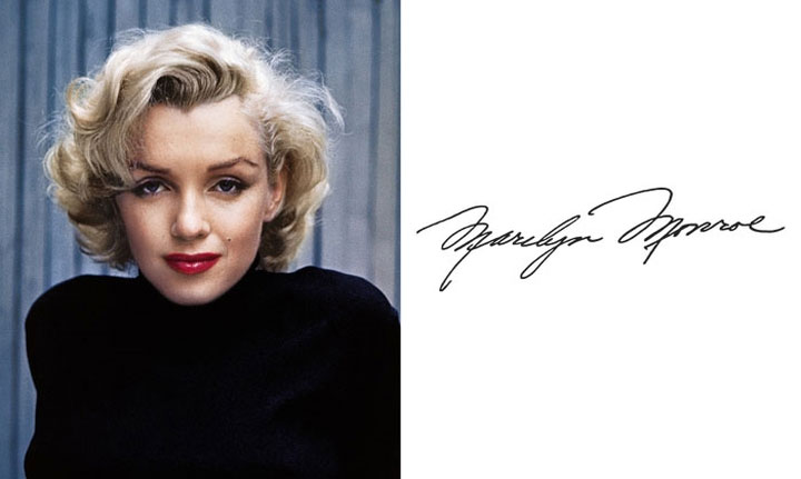 chu-ky-4 Marilyn Monroe có chữ ký khá duyên dáng.