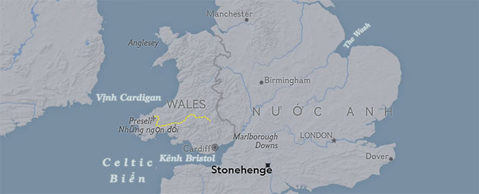 stonehenge-7 Vị trí của công trình cự thạch Stonehenge trên bản đồ nước Anh.